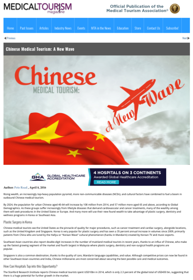 Chinese Medical Tourism - A New Wave | Global Growth Markets